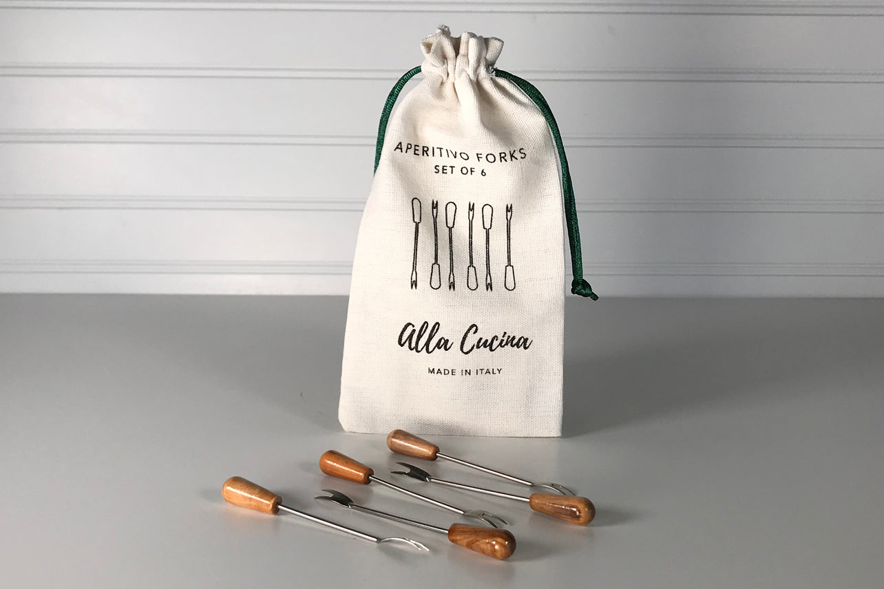 Italian Olivewood Aperitivo Forks - Set of 6