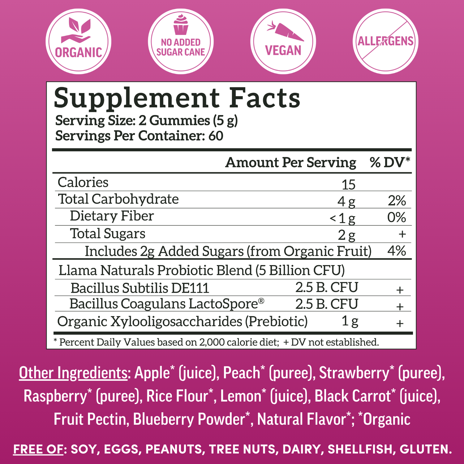 Adult Prebiotic & Probiotic Gummies, Mixed Berry (120 ct)