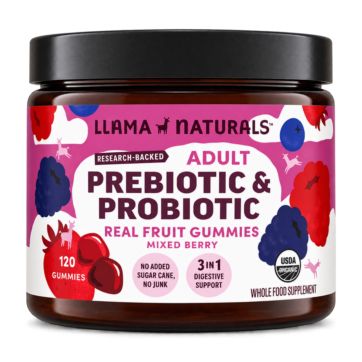 Adult Prebiotic & Probiotic Gummies, Mixed Berry (120 ct)