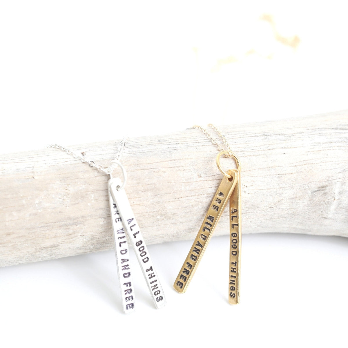 All good things are wild and free - Henry David Thoreau Quote Necklace