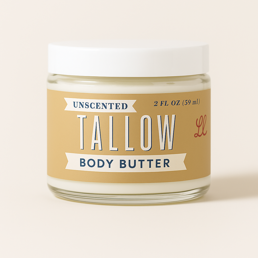 Unscented Whipped Tallow Body Butter - Grass-Fed Beef Tallow - 2oz
