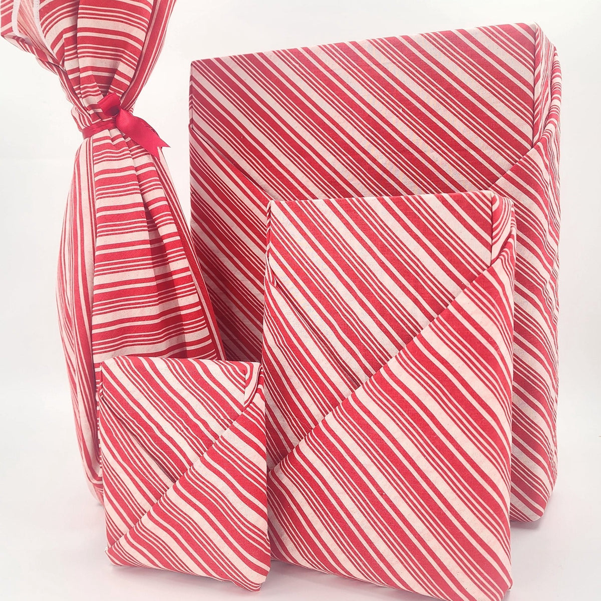 Candy Cane Furoshiki Gift Wraps - Set of 4