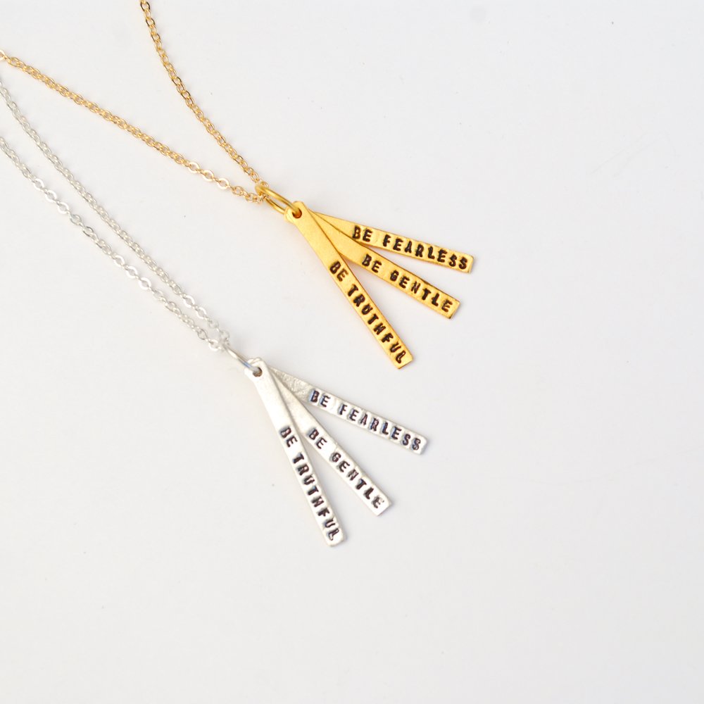 Be Truthful, Be Gentle, Be Fearless -Gandhi Quote Necklace