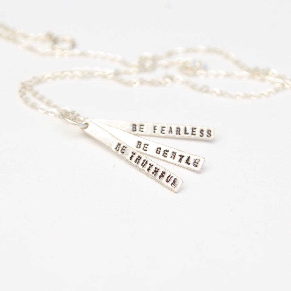 Be Truthful, Be Gentle, Be Fearless -Gandhi Quote Necklace