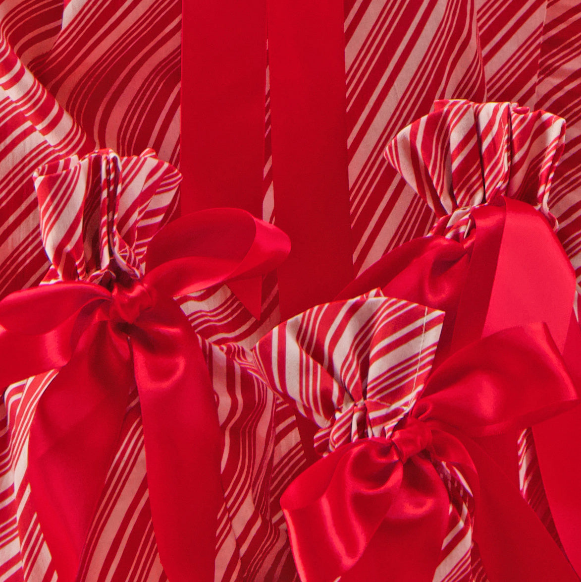 Candy Cane Reusable Gift Bag Set