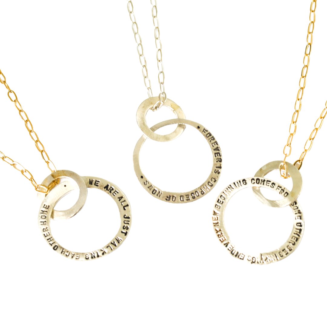 Emily Dickinson "Forever" Message Circle Necklace