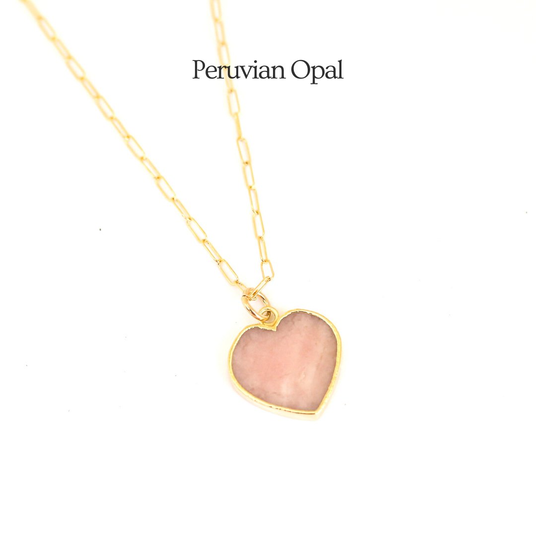 Isla Gemstone Heart Necklace Birthstone Jewelry 14K Gold Fill Chain
