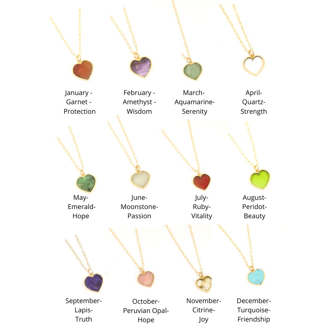 Isla Gemstone Heart Necklace Birthstone Jewelry 14K Gold Fill Chain