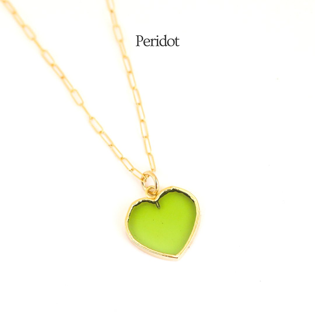 Isla Gemstone Heart Necklace Birthstone Jewelry 14K Gold Fill Chain