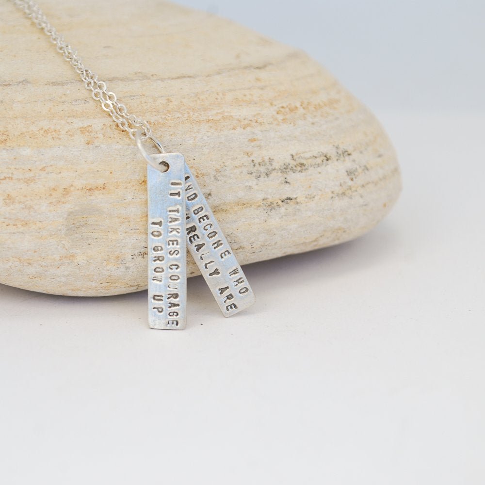 It Takes Courage to Grow Up and Become Who You Really Are -EE Cummings Quote Necklace
