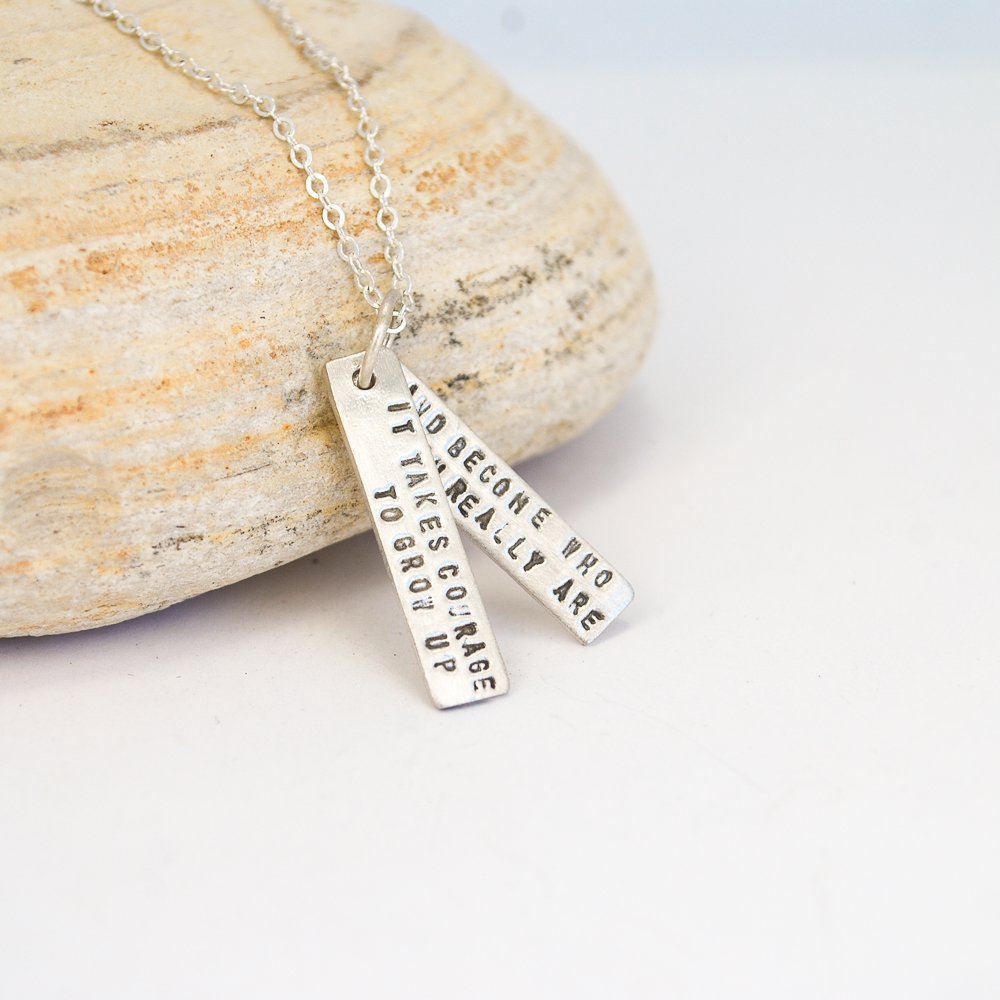 It Takes Courage to Grow Up and Become Who You Really Are -EE Cummings Quote Necklace
