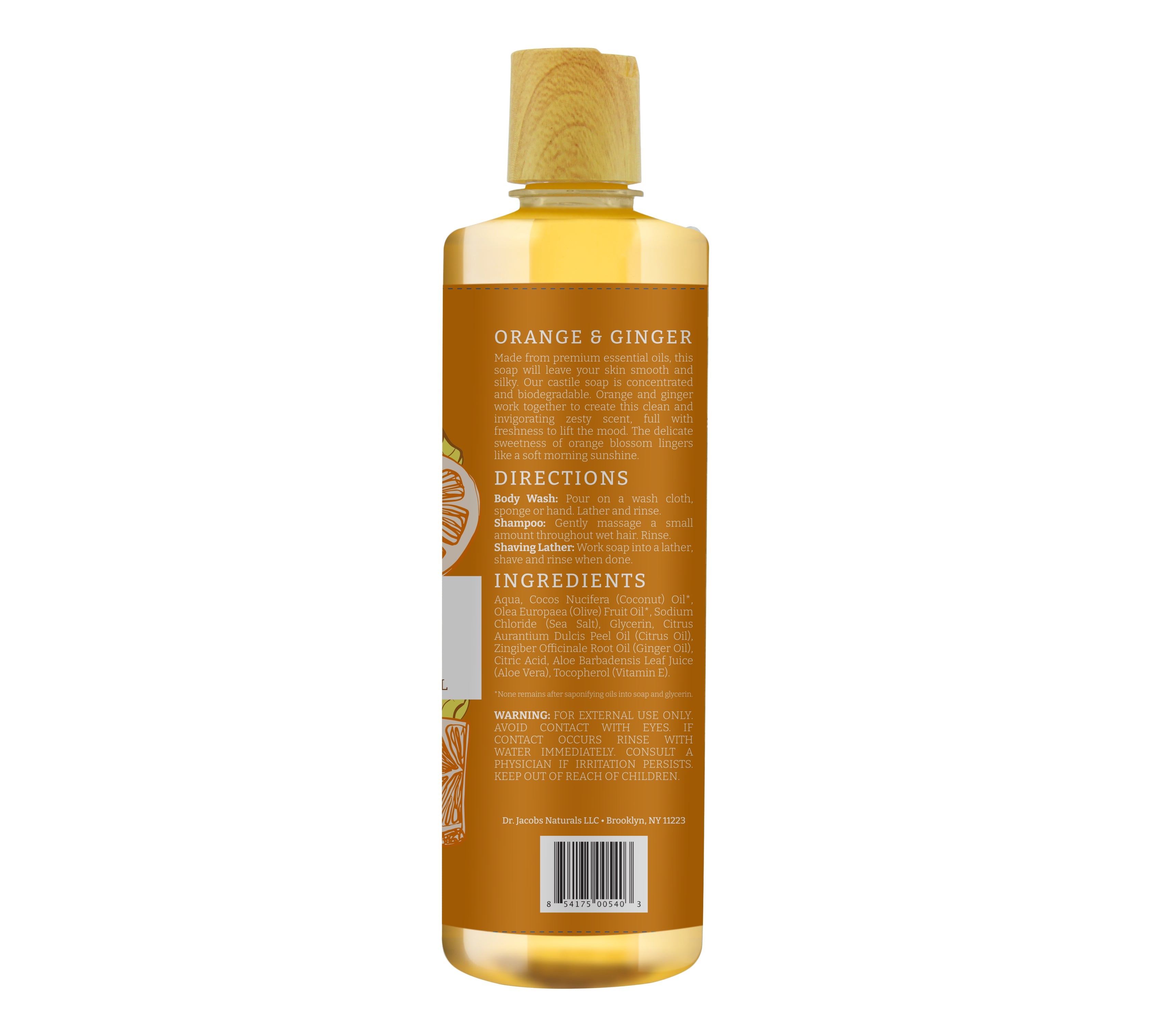 Dr. Jacobs Naturals Orange & Ginger Castile Body Wash