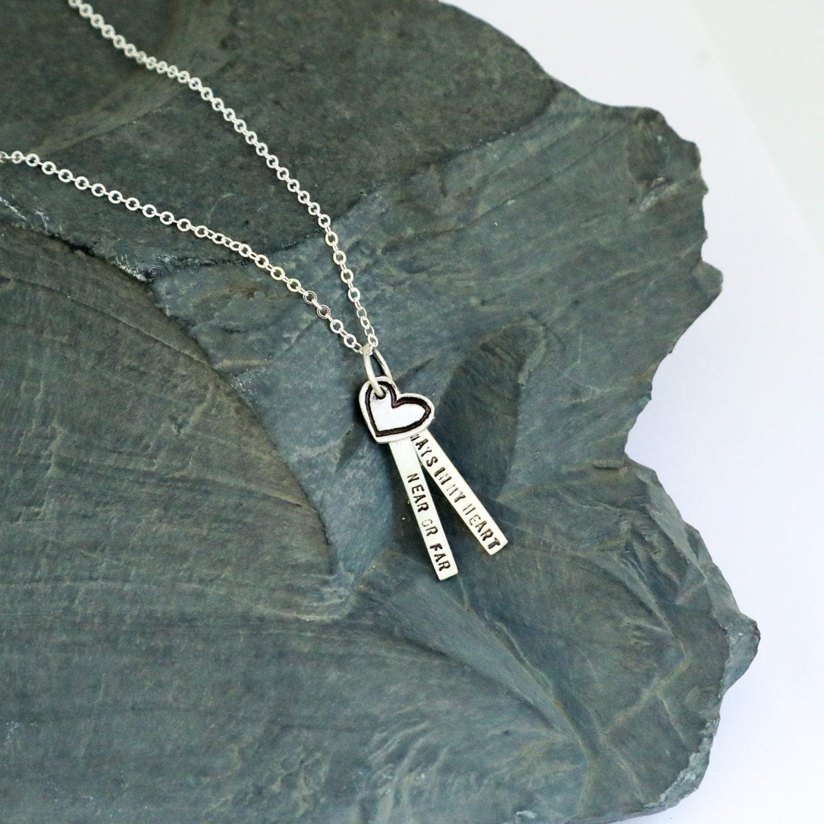Near or Far Always in My Heart - Quote Necklace