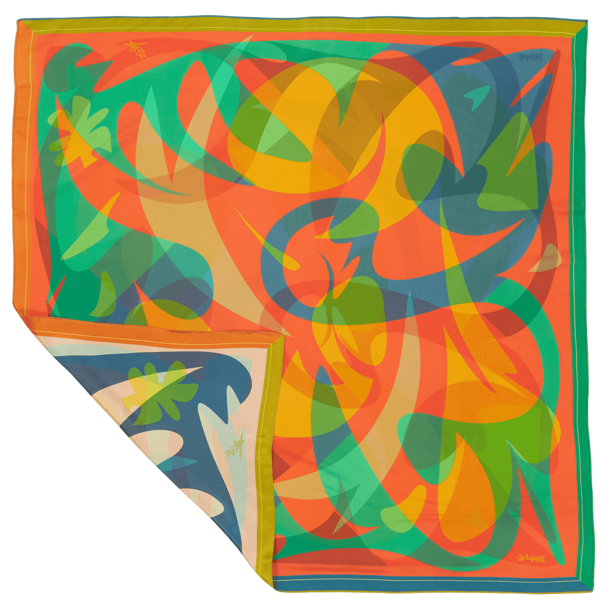 Patient Fire - 35" Mulberry SIlk Furoshiki Gift Wrap by Essery Waller