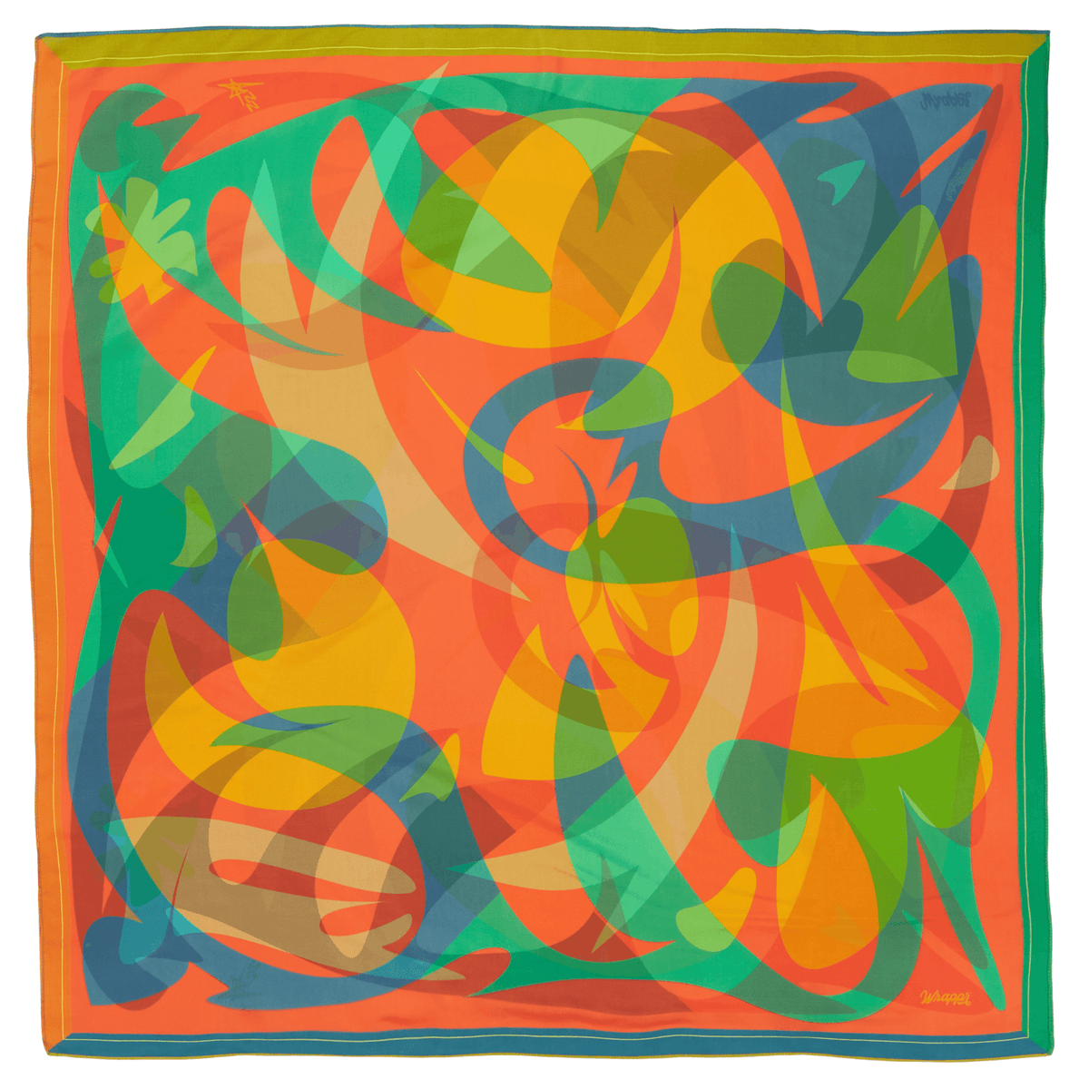 Patient Fire - 35" Mulberry SIlk Furoshiki Gift Wrap by Essery Waller