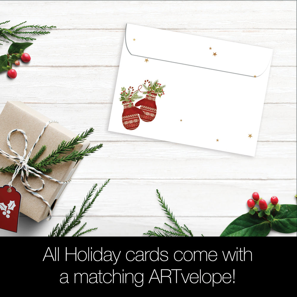 Holiday Mittens Seasons's Greetings Card Set 10pk