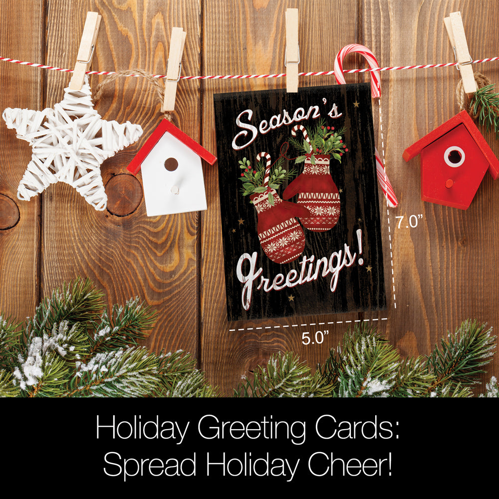 Holiday Mittens Seasons's Greetings Card Set 10pk
