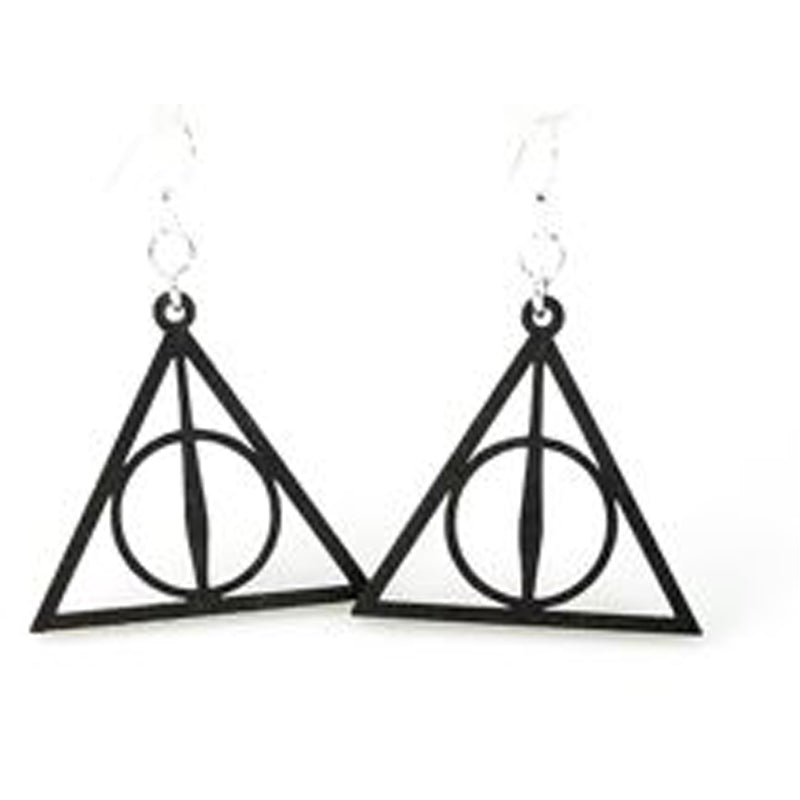 Line Circle Triangle Wooden Earrings