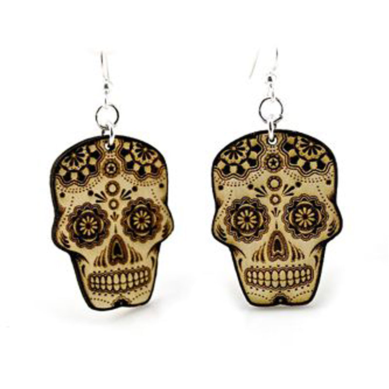 Sugar Skull Wooden Earrings