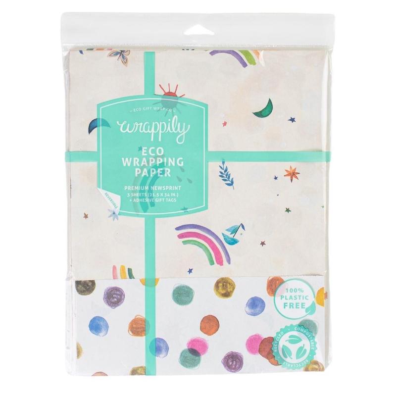 Rainbow Sails and Dots Recycled Gift Paper (3pk)