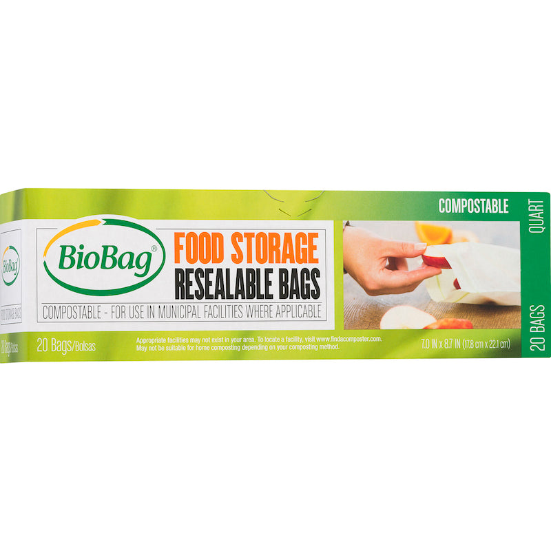 BioBag Compostable Resealable Food Storage Bags 20pk EarthHero