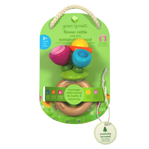 Flower Wood Baby Rattle