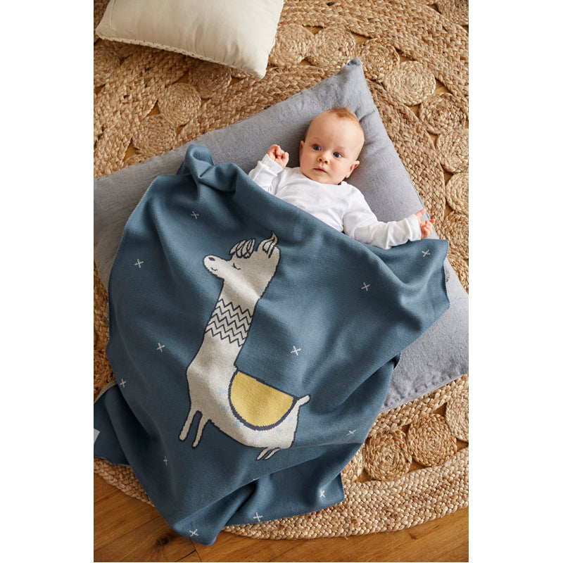 Glama Llama Organic Cotton Knitted Baby Blanket