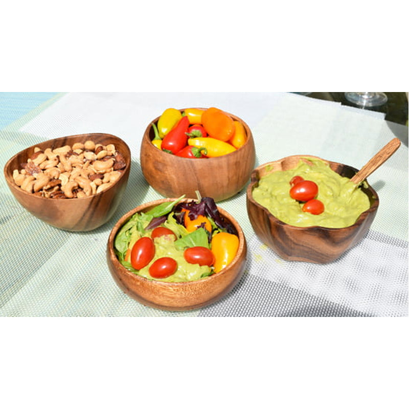Flared Acacia Wood Salad Bowls