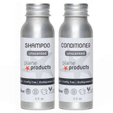 Refillable Unscented Travel Size Vegan Shampoo + Conditioner Set