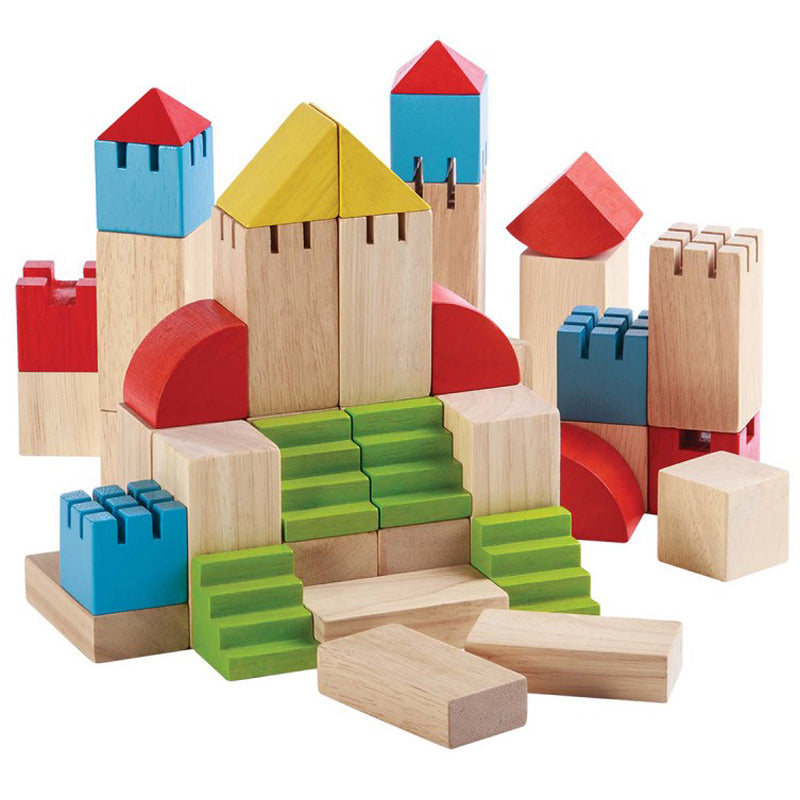 Colorful Wooden Building Blocks - 46pc