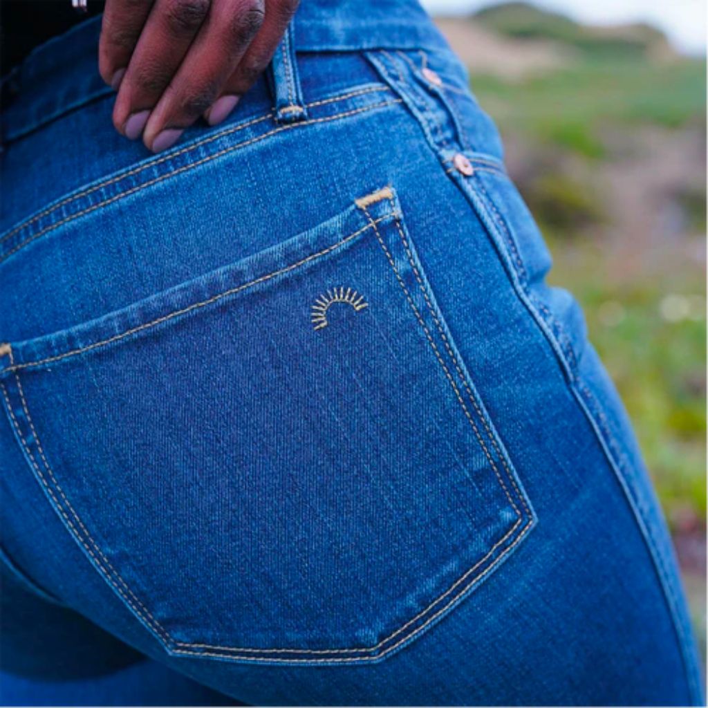 Photo of the back pocket of Heart Breaker High-Rise Skinny Jeans by Porter Blue Apparel on EarthHero