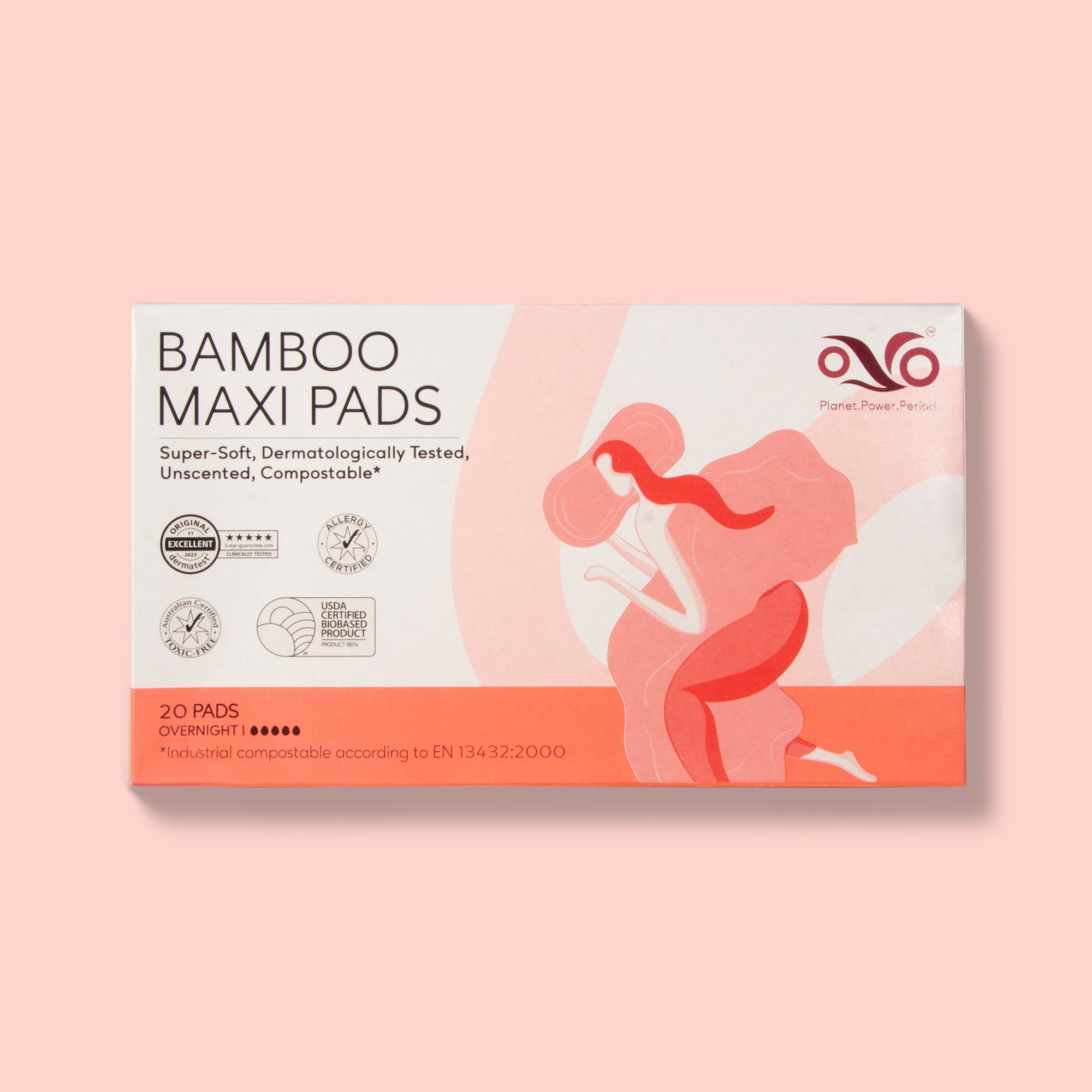 Bamboo Maxi Pads, Overnight Period Protection with Extra Coverage