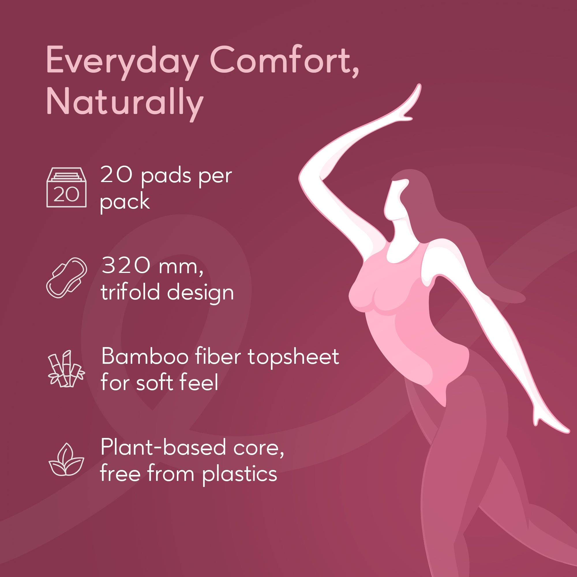Bamboo Ultra Pads Super Plus, Overnight Period Protection