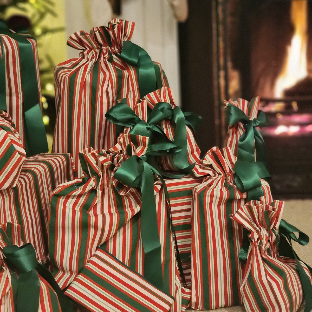 Scandi Julrander Reusable Gift Bag Set)