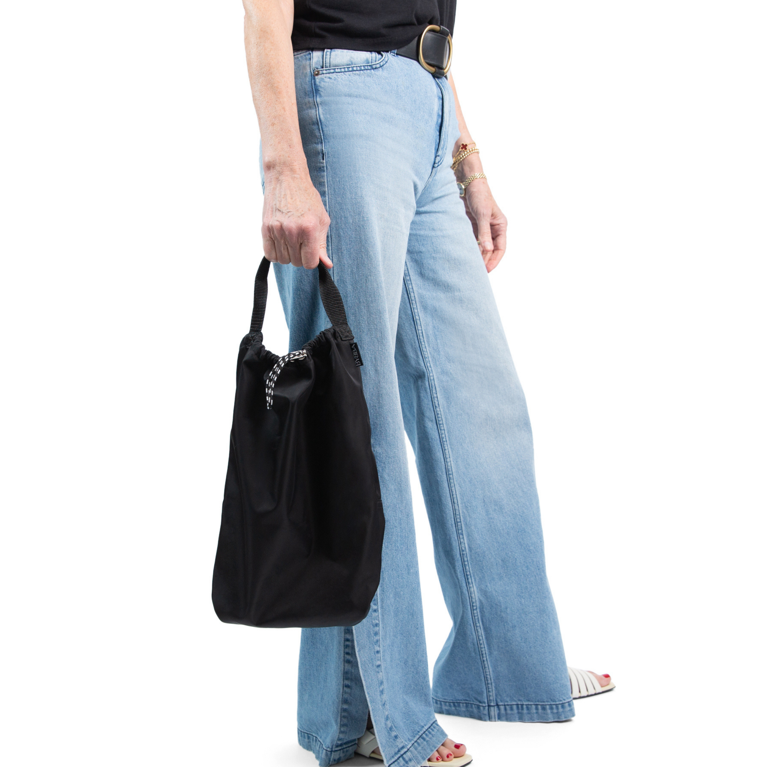 The Ripple Duo Pocket Shoe & Wine Bag Stingray Black Reusable Tote Bag