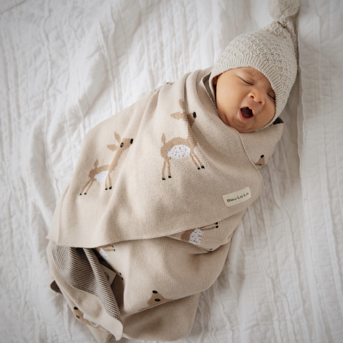 Deer Cotton Knit Baby Blanket