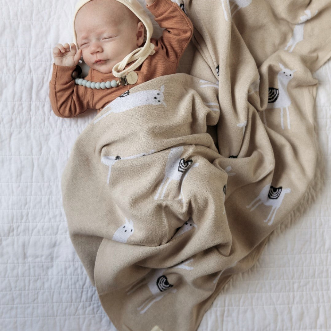 Llama Cotton Knit Baby Blanket
