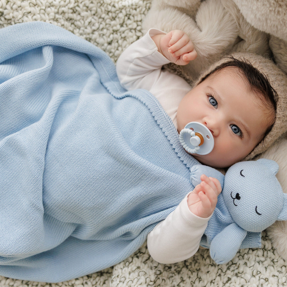 Organic Cotton Baby Blanket with Attached Lovey