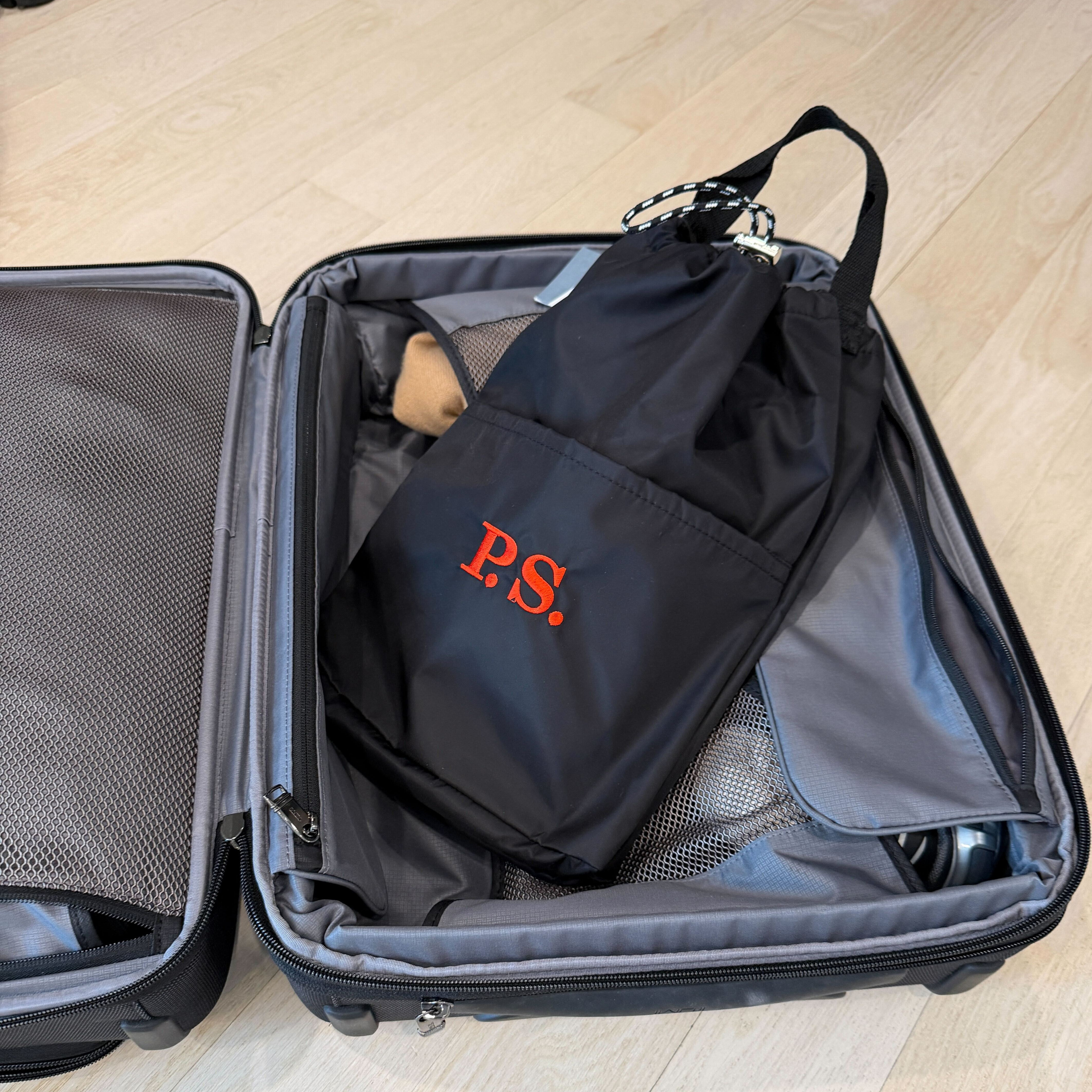 The Ripple Duo Pocket Shoe & Wine Bag Stingray Black Reusable Tote Bag