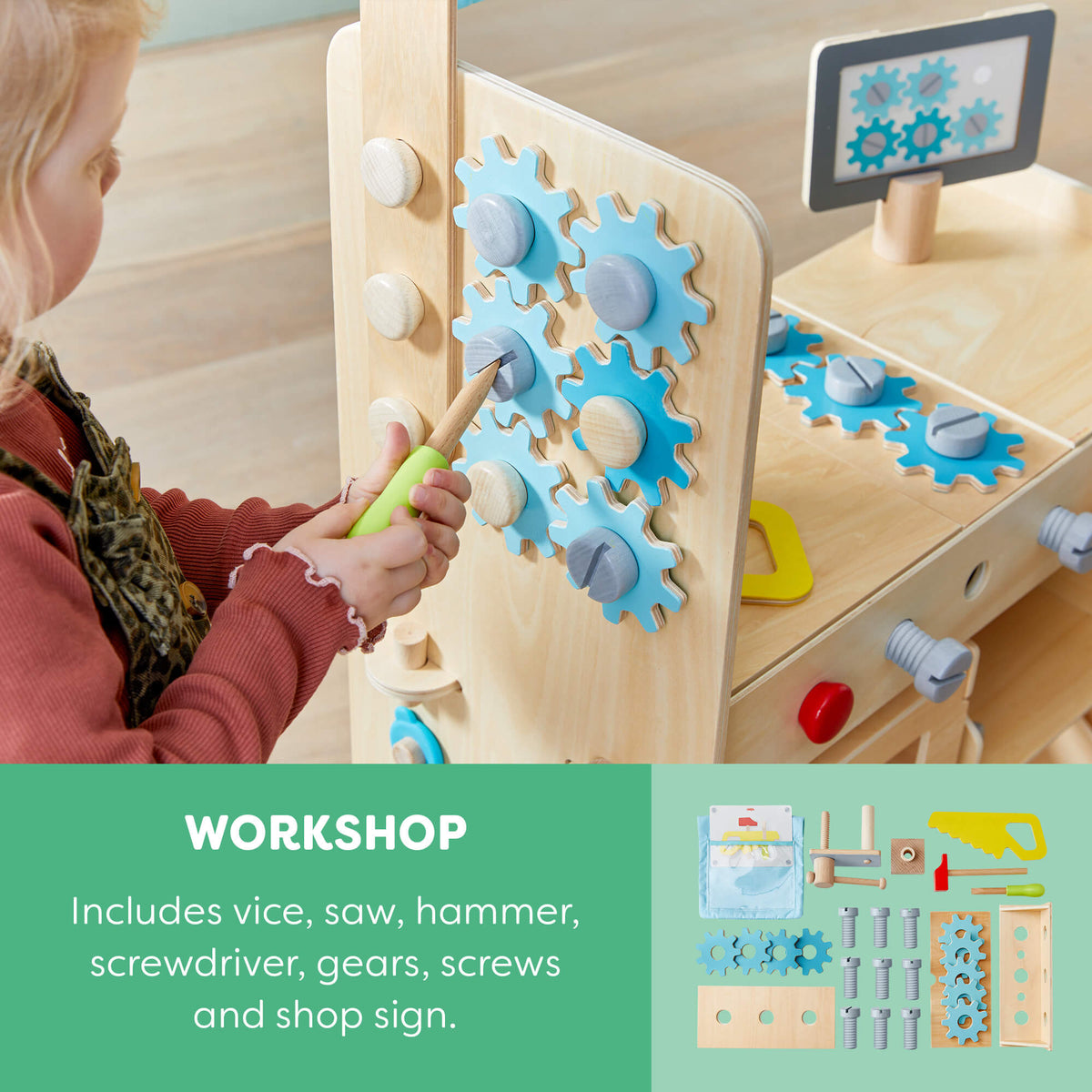 Creative Play 3 in 1 – Play Kitchen, Store & Workshop