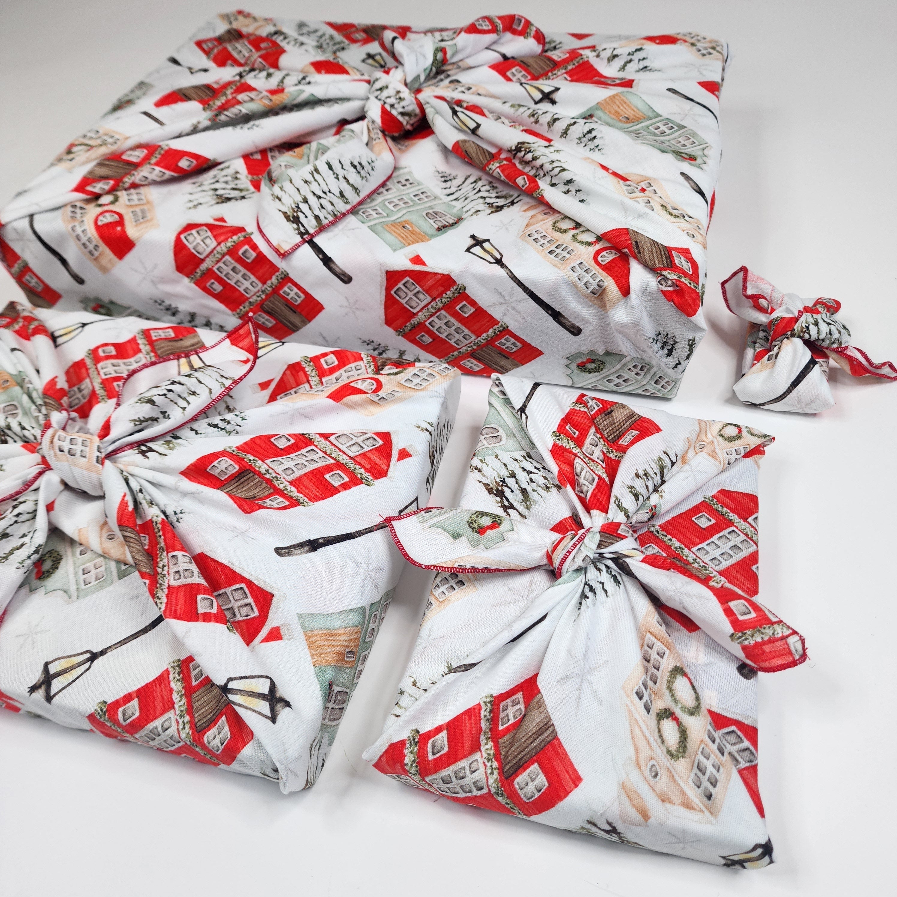 Christmas Cottages (4 Furoshiki Gift Wraps)