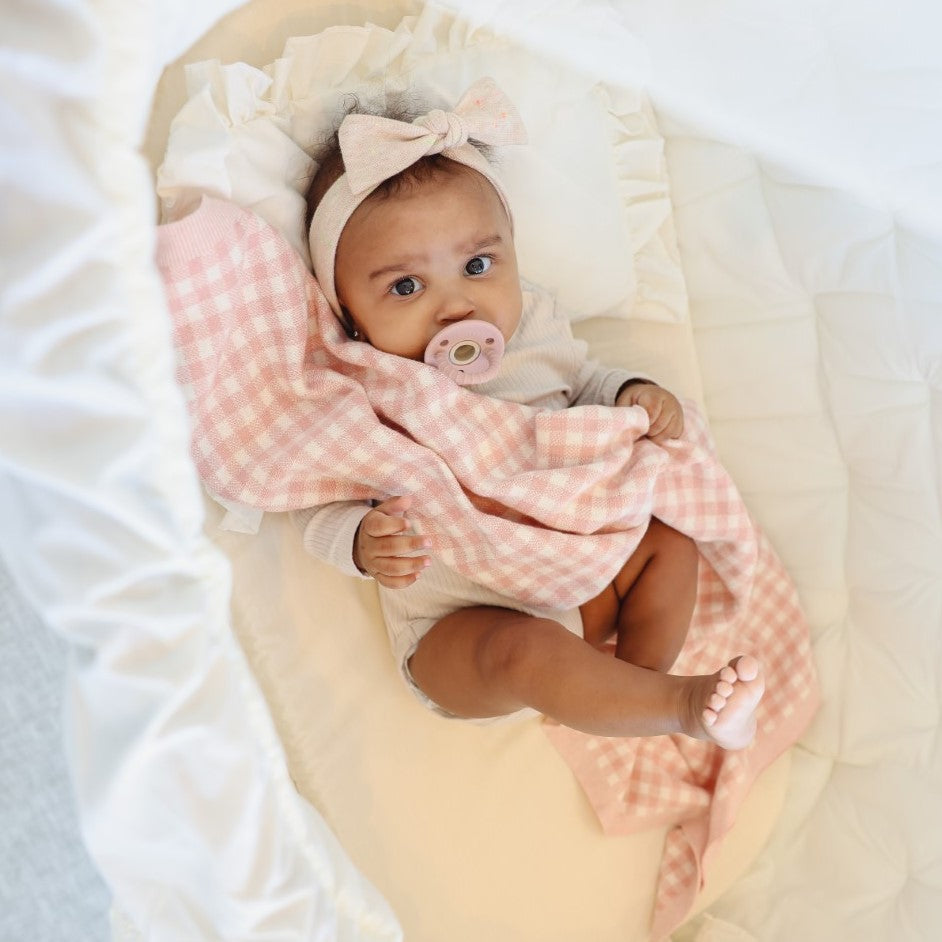 Checkered Cotton Knit Baby Blanket