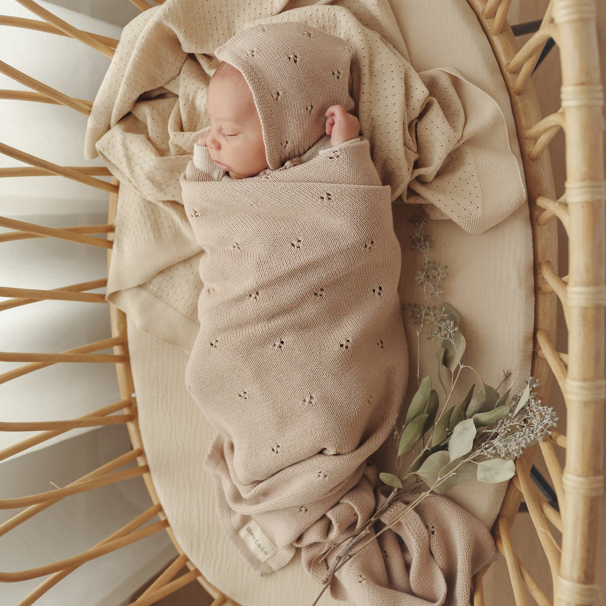 Pointelle Organic Cotton Knit Baby Blanket