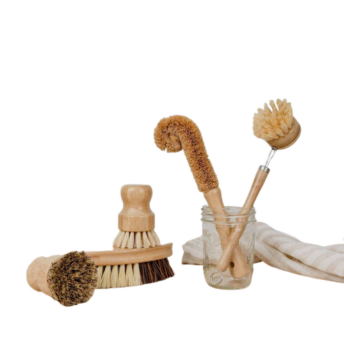 image of wooden bamboo dish brush kit