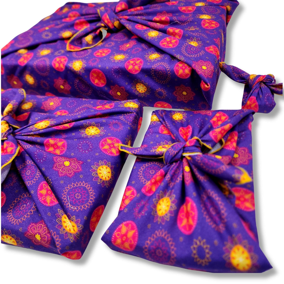 Marigold Mandala Furoshiki Gift Wraps - Set of 4