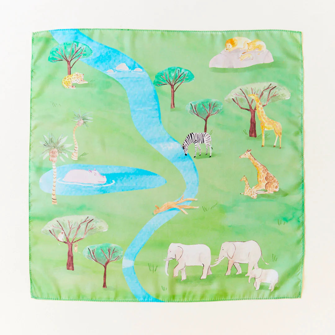 Natural Silk & Wooden Animals Safari Play Set
