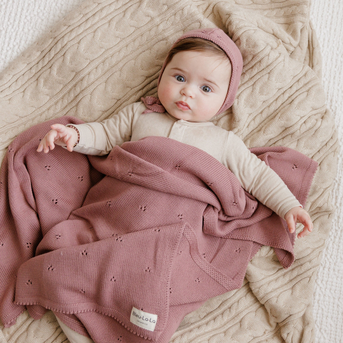 Pointelle Organic Cotton Knit Baby Blanket