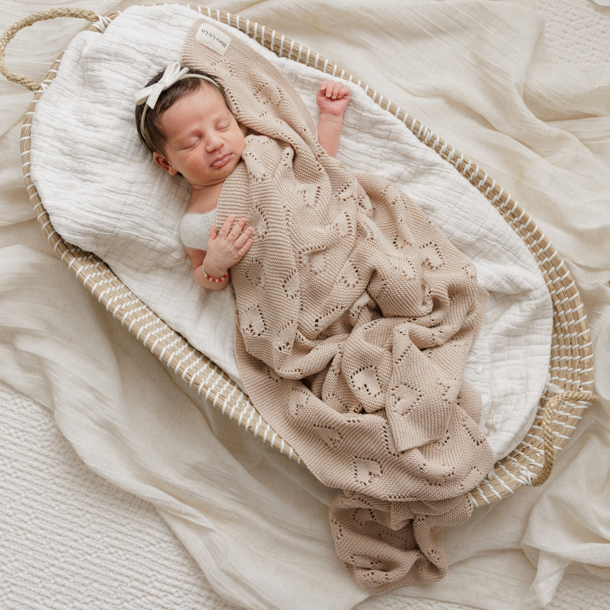Heart Cotton Knit Baby Blanket