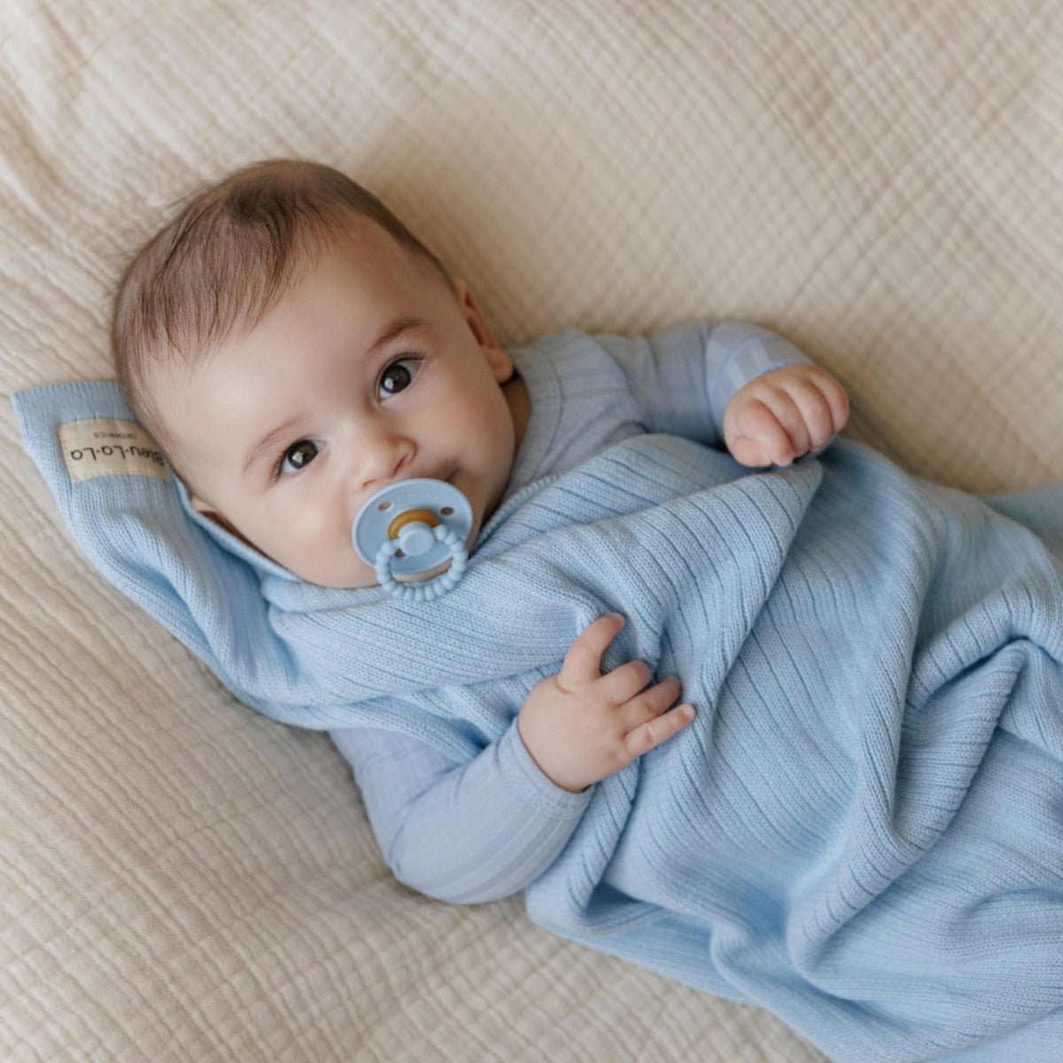Ribbed Organic Cotton Knit Baby Blanket