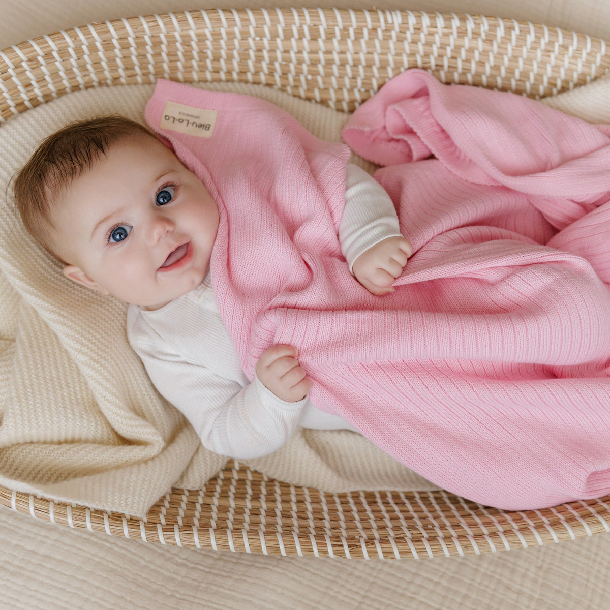 Ribbed Organic Cotton Knit Baby Blanket